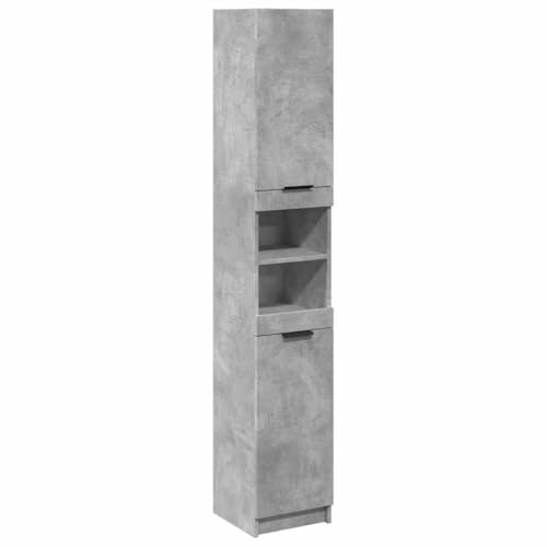 vidaXL Badrumsskåp betonggrå 32x34x188,5 cm konstruerat trä, toalett förvaringsskåp, tvättrumsskåp, badrumsförvaringsskåp, badrum golvskåp