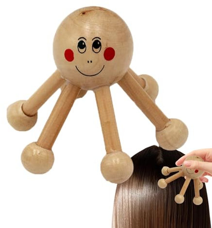 Jlkegfdf Herramienta de masaje de madera – Herramienta de masaje de cabeza con forma de araña de seis patas, masajeador portátil de piernas de cintura, herramienta manual de relajación del cuero