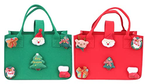 VALICLUD 2stücke Filz-weihnachtsgeschenktüten Wiederverwendbare Süßigkeitenbeutel Mit Tragegriff Für Weihnachts-party-snacks Und Kleine Geschenke Hochwertiges Material Gesundheitlich Unbede