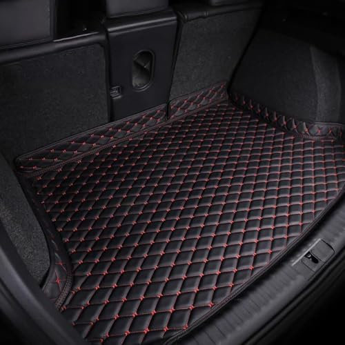 ZHAOWLI Alfombrilla Maletero Coche para Renault Clio 2019-2024, Cuero Impermeable Tronco Bandeja Protectora Tapete para Maleter, Blackred/E