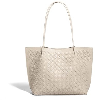 Waiyqju Bolsa de mano tejida a mano para mujer, juego de bolsa de playa, elegante juego de bolsa de viaje para reducir la edad, 5# Blanquecino, Large