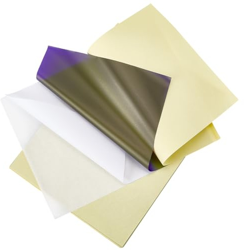 SOFPLATE 35 Blatt Tätowier Transferpapier Thermo Tattoo Schablone Temporär 4 Schichten A4 rechteckig Champagnergelb Wärmeübertragungsfolie Papierzubehör Für Heimwerker Markendrucker Musterdekoration