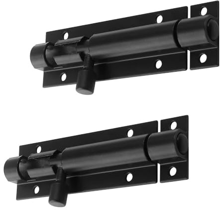 KOVOSCH Door Latch Lock Slide Bolt,4 Inch Security Sliding Latch Lock,Door Latch Lock Slide Bolt,Barrel Bolt Lock with 12 Screws Black (4 Inch)