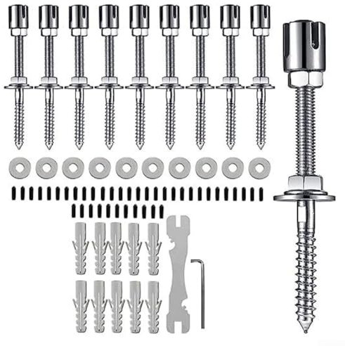 Kit de treillis mural en acier inoxydable pour plantes grimpantes d'extérieur - Grille métallique robuste pour espalier de jardin (1)