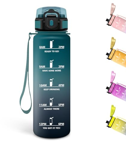 Motswedi Gourde Sport, 500ml Anti Fuite, Gourde Enfant, Réutilisable, Bouteille d'eau, sans BPA, Bouteille Reutilisable, pour Adulte, Randonnée, l'école, Fitness, Yoga, Vert Foncé & Gris