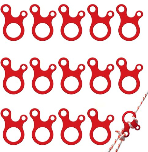 Red Guy Rope Tensioners - 15-Pack, 49x28mm Durable Climbing & Outdoor Gear, Heavy-Duty Rope Adjuster, Hammocks, Camping & More​