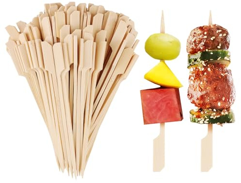 300PCS Cocktail Picks Bamboo Skewers for Appetizers 4.7inch Paddle Wooden Skewers, Fancy Flat Toothpicks for Party Drinks Fruit BBQ, Charcuterie Boards Accessories