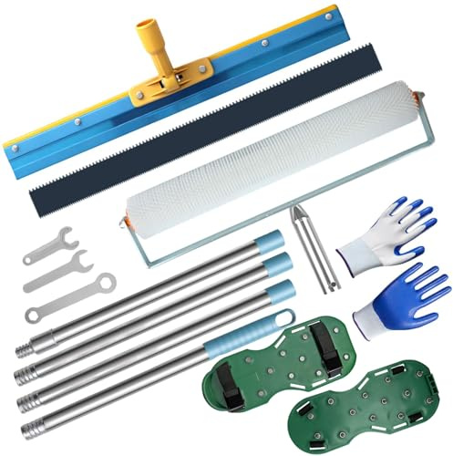 Spiked Roller Self Levelling Tools, Epoxy Floor Leveling Paint Construction Rollers, Scraper, Spike Shoes, Gloves, Self-Levelling Cement Compound Tool Kit with 160cm Extension Rod
