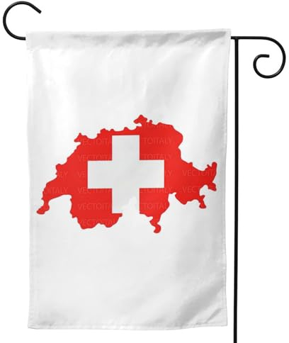 Bandiere da giardino stagionali con mappa della bandiera svizzera per esterni, resistente su entrambi i lati, decorazione per le vacanze