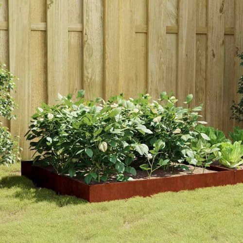 Generico Fioriera Rialzata da Giardino 100x100x26 cm in Acciaio Corten,Prato e Giardino,Giardinaggio,Vasi e fioriere-824514