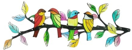 Gralara Adorno de Pared de Metal con Forma de Rama de Pájaro para Patio, Sala de Estar, Puerta de Entrada