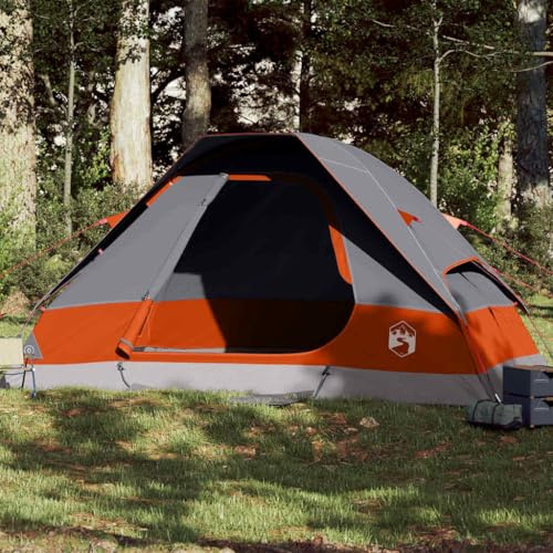 Genérico Tienda Familiar con cúpula Impermeable 6 Personas Gris Naranja, Tiendas de campaña Gris,94783
