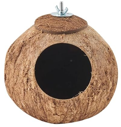 Fågelbo- 13,5-15 cm kokosskal fågelhus för fåglar | snäcka fågelhus | papegoja bur tillbehör | trädgårdspark balkong husdjur avelshytt inomhusdekoration för kärleksfåglar, gentoo