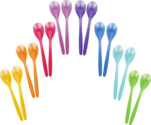 Kigima Plastiklöffel Set 16-teilig – Besonders Langlebige Eierlöffel aus Kunststoff – Ideal als Joghurtlöffel, oder Babylöffel – wiederverwendbare Plastik Löffel aus BPA-freiem Kunststoff – Made in EU