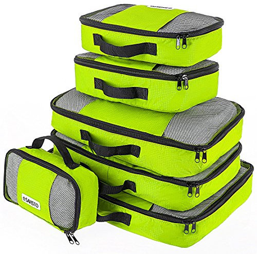 Savisto Packing Cubes 6 Piece Set, Durable & Lightweight Travel Essentials for Suitcases - Includes 1 XL, 2 L, 2 M, 1 S - Available in 8 Stylish Colours - Green