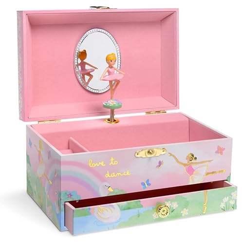 Jewelkeeper - Musikalische Schmuckkästchen Mädchen mit ausziehbarer Schublade, Regenbogen Ballerina Design - Spieluhr mit Das Swan Lake Song, Ideal ballerina geschenke für mädchen