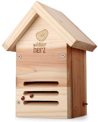 wildtier herz I Marienkäferhaus wetterfest und unbehandelt I Massiv-Holz Marienkäfer Insektenhotel I Marienkäferhotel, Insektenhotels, Insekten Hotel