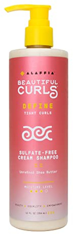 Alaffia Hair Care, Beautiful Curls Curl Defining Cream Shampoo, Coily to Curly Hair Products, Natural Shampoo, No Sulfates with Shea Butter, Essential Oils, Comfrey, Arnica 12 Fl Oz