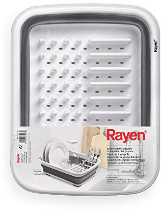 Rayen, Escurreplatos Plegable, Organización Eficiente, Ahorro de Espacio, Orificios de Drenaje, Patas Antideslizantes, Medidas: Extendido: 37,7 x 29,3 x 11,5 cm. Plegado: 37,7 x 29,3 x 5 cm.