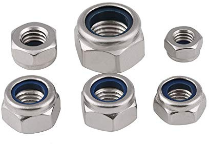 BOZONLI M14(14mm) Kontermuttern Sechskantmuttern Sicherungsmuttern Stopmuttern Klemmmuttern 304 Edelstahl Nylon Selbstsichernd Kontermutter