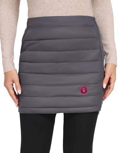 Little Donkey Andy Damen Leichte Winddichter Thermorock Stepprock Puffer Sportskorts zum Wandern Golf Dunkelgrau L