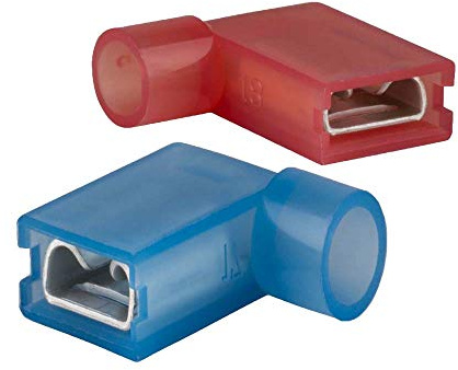 UKCable-Ties 50Pack Red And Blue 6.3mm Flag Terminal Insulated Spade Wire Crimp Electrical Connector