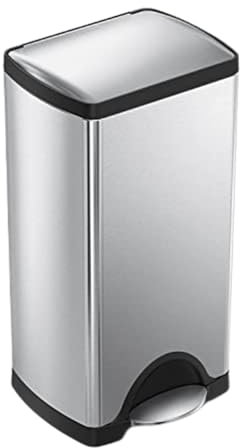 simplehuman 30L Rectangular Kitchen Pedal Bin, Strong Steel Pedal, Silent Soft Close Lid, Stay-Open Lid, Non-Skid Base, Fingerprint-Proof, Inner Bucket, Brushed Stainless Steel