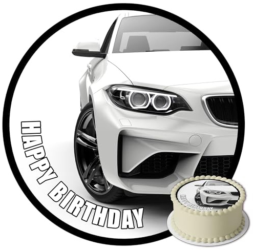 J&M DECO Tortenaufleger Auto – essbare Tortendeko Ø 20 cm – Tortenbild mit Rennauto-Motiv für Jungengeburtstag – Kuchendekoration aus Zuckerpapier – gebrauchsfertig
