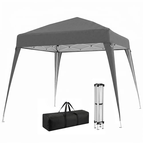 Outsunny Faltpavillon 2,4x2,4 m mit UV-Schutz, Tragetasche Grau