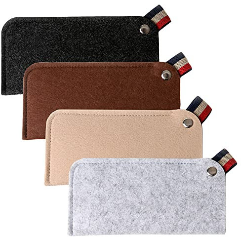 Niuhong 4 Pcs Weich Tragbaren Brillentasche Brillen Beutel Sonnenbrillen Portable Brillenetui Brillen Hülle Brille Schutzhülle Brillenorganizer Filz Brillen Tasche Flache Sonnenbrillen Tasche