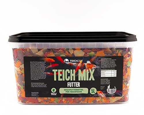 NatureHolic - Teichzeit - Teichmix Futter I für alle Teichfische im Gartenteich I gesundes, artgerechtes Wachstum I funktionierendes Immunsystem I 5000 ml