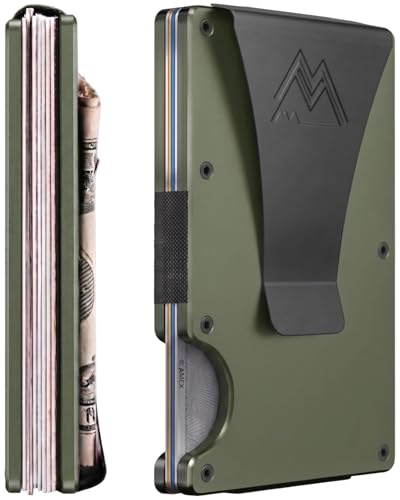 Mountain Voyage Co Minimalist Wallet for Men & Women - Slim RFID Wallet, Scratch Resistant, Credit Card Holder & Money Clip, Easily Removable Money & Cards, (Army Green)