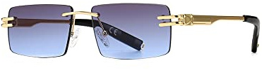 kachawoo Randlose Herren-Sonnenbrille mit Verlaufslinsen, Retro-Rechteck-Sonnenbrille für Männer und Frauen, rahmenlose Brille, modisches Markendesign