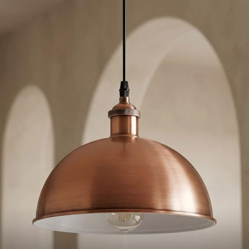 Pendant Light Dining Table Ø30 cm Colour of Copper Living Room, Ceiling Lighting Vintage E27, Pendant Light Metal Kitchen Lamp, Hanging Lamp Bedroom, Dining Table Living Room, Dining Room Lamps