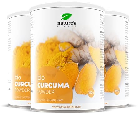 Nature's Finest Bio Kurkuma, Pulver 450 g (3er Pack) | Curcuma longa Wurzel gemahlen - 100 % bio, aus Indien - für Goldene Milch, Currys, Smoothies und die Küche