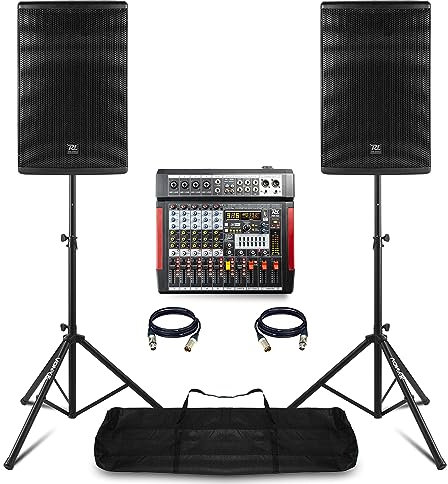 Power Dynamics PD412A Active PA System with PDM-T604 Mixer, Bluetooth, USB Audio Interface & DSP - Ideal Live Sound Setup for Church Events, Bands & Performances
