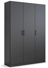 Rauch Möbel Allrounder, Kleiderschrank, Farbe Grau metallic, Breite 136 cm | Schrank, Mehrzweckschrank, 3-türig, für Schlafzimmer, Kinderzimmer, Hauswirtschaftsraum, Putzschrank, Garderobe, Flur