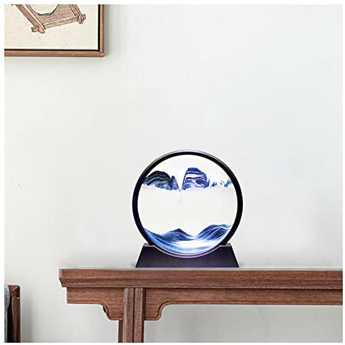 OURECO Sablier Déménager Sands Cadre Cadre Cadre Verre 3D Sandscape en Mouvement Éclairage Sand Peinture à la Maison Décorations de la Maison Sablier Sablier Magnétique (Size : Blue 10inch)