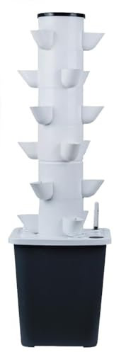 Garten-Hydrokultur-Anbausystem, 15/20/25/30 Pods, Hydrokultur-Turm, Aeroponik-Anbauset, Aquaponik-Pflanzsystem mit Hydratationspumpe, Adapter, Netztöpfen, Timer für Kräuter, Obst und Gemüse 15holes