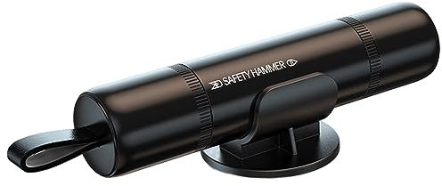 HsentimenH 2 In 1 Auto Sicherheitshammer, Nothammer Auto mit Gurtschneider, Sicherheitshammer mit Gurtmesser, Car Safety Hammer, Fensterbrecher Notfall Werkzeug Autozubehör Auto Gurtschneider Schwarz