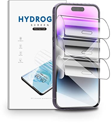 nvskvd Pellicola Protettiva in Idrogel per iPhone 14 Pro, 3 Pezzi Trasparente HD Morbida TPU Pellicola Protettiva per Display ID Impronte Digitali(Non Vetro Temperato)