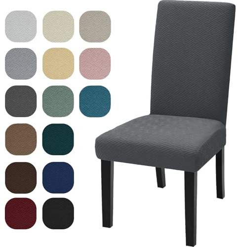 YSTELLAA Stuhlhussen 2er Set, Stuhlhussen Stretch, Sesselüberzug, Universal-Sitzbezug, Waschbar Und Abnehmbar, Dekoration Stuhlbezug Für Haus, Bankett-/Büro-Hochzeitsdekorationen, Grau