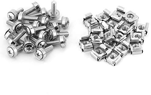 Cage Nut Caged Screw Nut Hardware Cage Nuts Rack Screw Nut Cabinet for Server Rack (M5*20(20PCS))