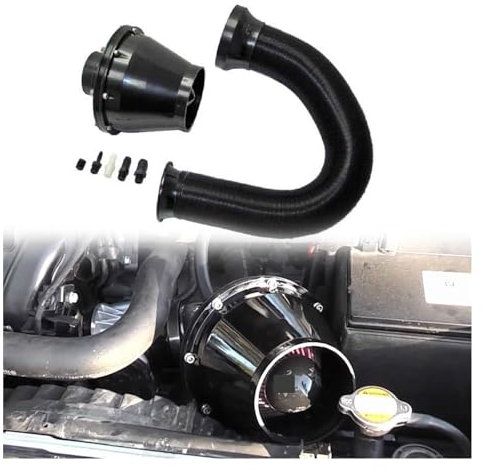 ERNZI Universal Air Power Intake Faltenbalg Auto SUV Kaltlufteinlass Rohrreiniger 76mm Air Modified Pilzkopf (Color : Black)