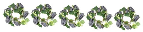 MUCKLILY 5St Kerzengirlande Kerzenringe Osterblumenkränze Blumendekor Hochzeitskerze Kerzenring aus künstlichen Blumen Blumenaufsätze für Tische Rose schmücken Kranz Säule