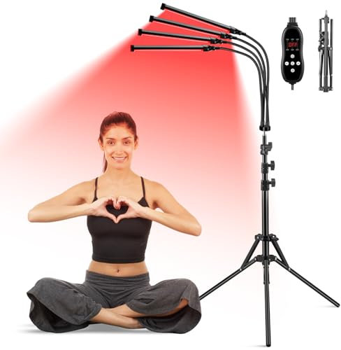 Lampada infrarossi riscaldante,420 LEDs Lampada infrarossi aggiornata, Luce rossa profonda da 660 nm e 850 nm, Luce rossa con supporto, per viso collo e schiena(La lampada non si riscalda)