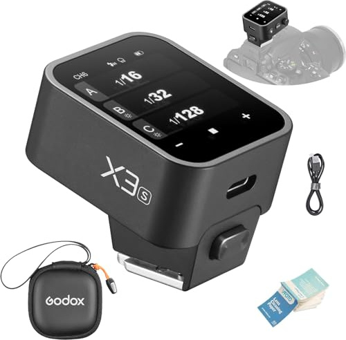 Godox X3S X3-S 2.4G OLED-Touchscreen Flash Trigger TTL Blitzauslöser | mit TCM-Konvertierung, Eingebauter 3.7V 850 mAh Li-Ion-Akku mit Aufbewahrungstasche für Sony Kameras (X3S)