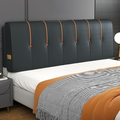 ZZYK Großes Gepolstertes Kopfteilkissen Wandkissen Stützkissen Kopfteil Bettauflage Lordosenstütze Rückenlehne Abnehmbares Schlafzimmer Wohnheimkissen,Schwarz,Straps 79/King
