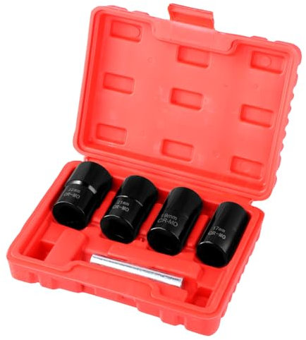 QWORK® 5 Stück Schlagschrauben Mutter Ausdreher, 17/19/21/22mm Gebrochener Schraubenentferner, Chrom-Molybdän-Stahl Sicherungsradmutter Entferner
