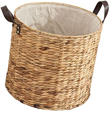 Hohopeti Panier Tissé la Main Petit Taille 30x23 Cm Paille Naturelle Respirant Panier de Rangement Pratique pour Linge Maison Usage Quotidien sans Couvercle